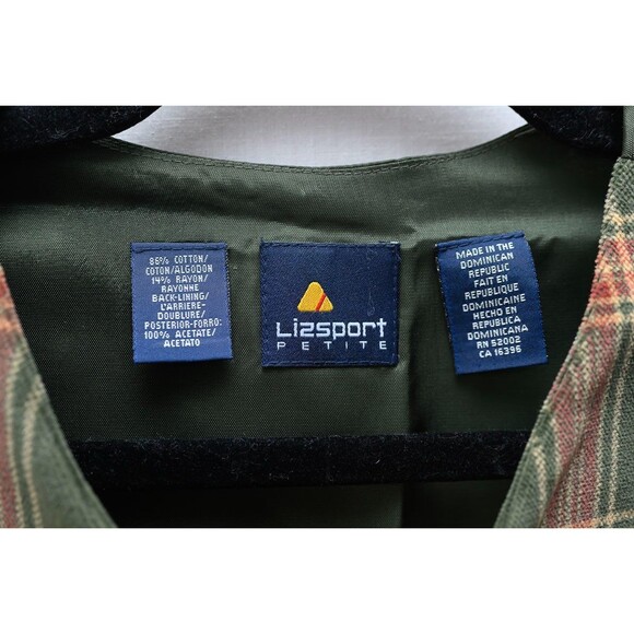 Vintage Lizsport Petite Green Floral Plaid velvet Vest Cottagecore Goblincore S - Picture 2 of 5